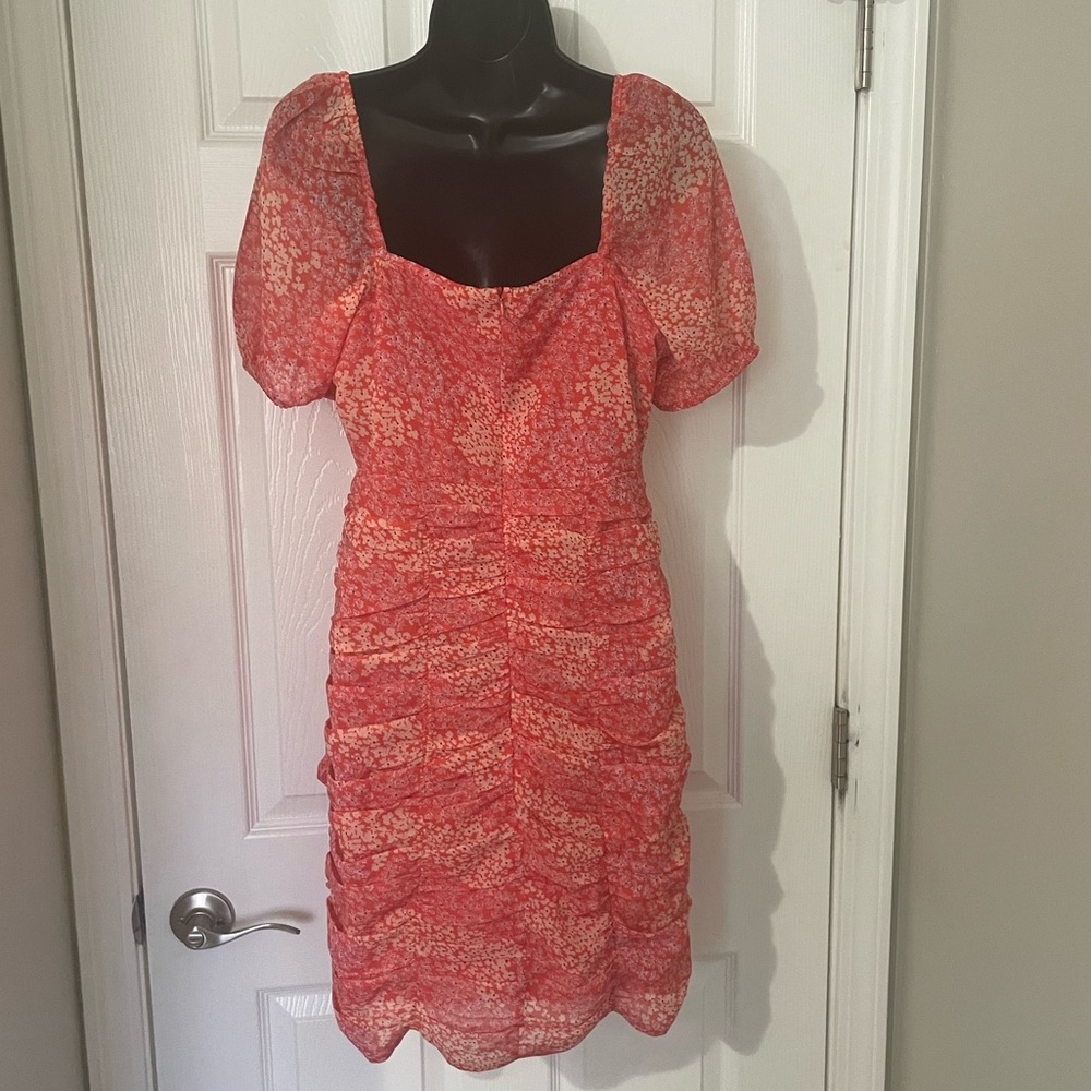 Pink Orange Floral Mini Dress - Picture 2 of 12
